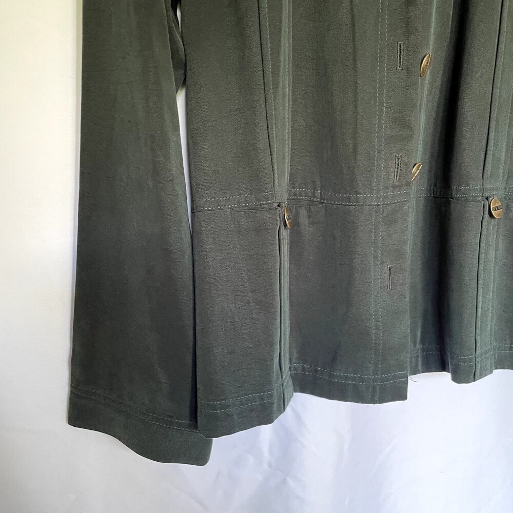 Cynthia Max green velvety vintage button down blazer jacket pockets women's M - Picture 4 of 7
